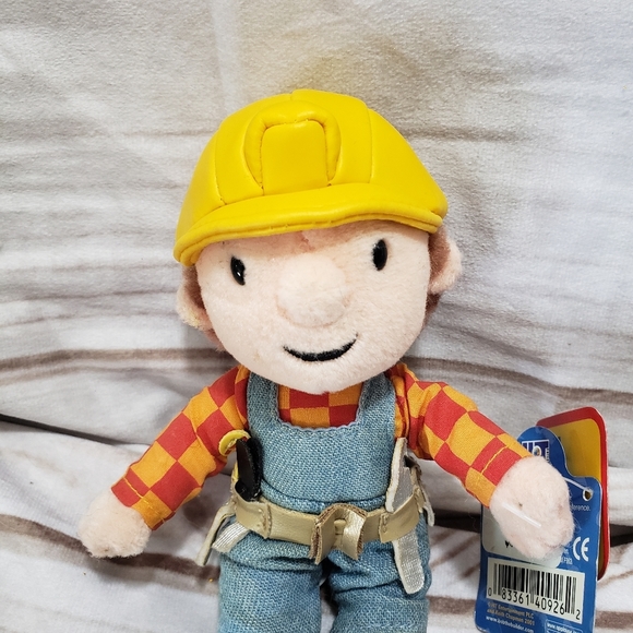 🌞SOLD🌞 Applause Bob The Builder 6.5" Posable Plush Doll 2001 Faux Leather - Picture 2 of 15